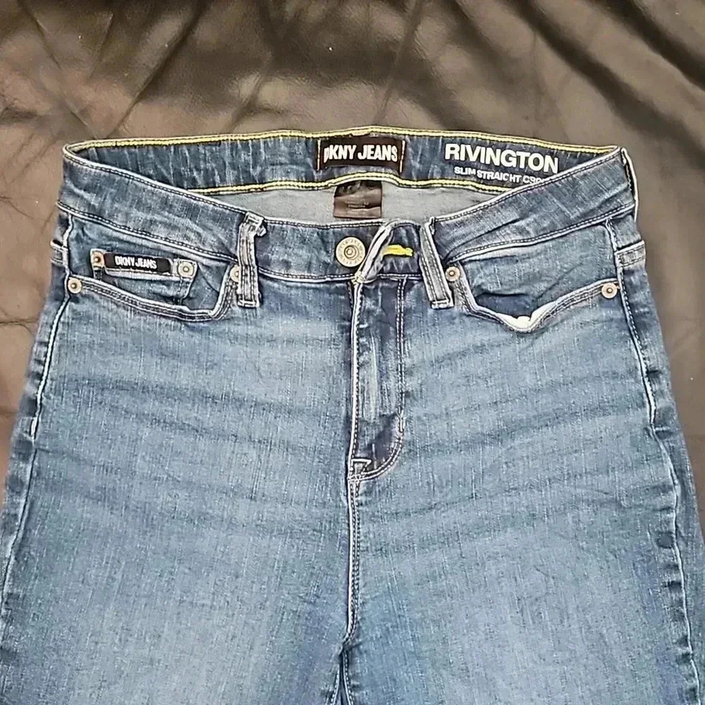 DKNY Rivington Slim Straight Crop Jeans Denim Original Sz 28 High Rise